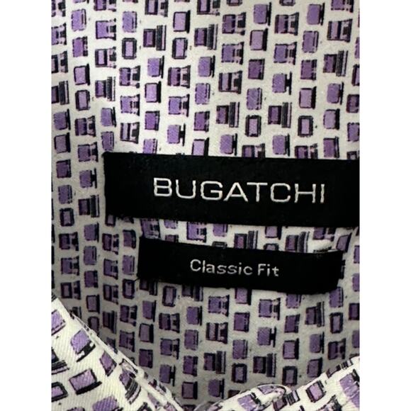 Bugatchi Purple & White Tiny Computer Print Button-Up Shirt Men's Size Medium - Picture 6 of 6